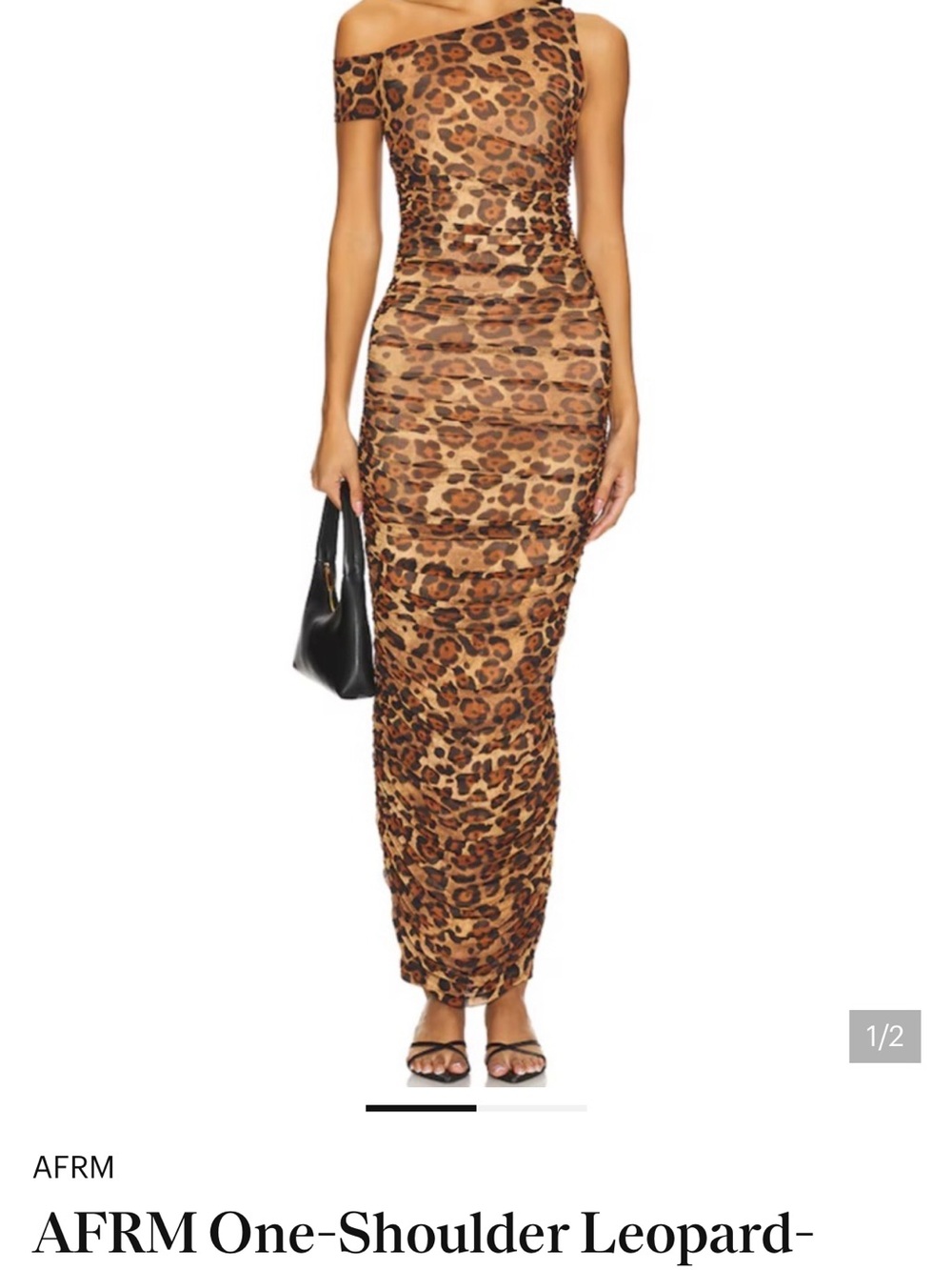 AFRM One-Shoulder Leopard-Print Maxi Dress in Brown and Black